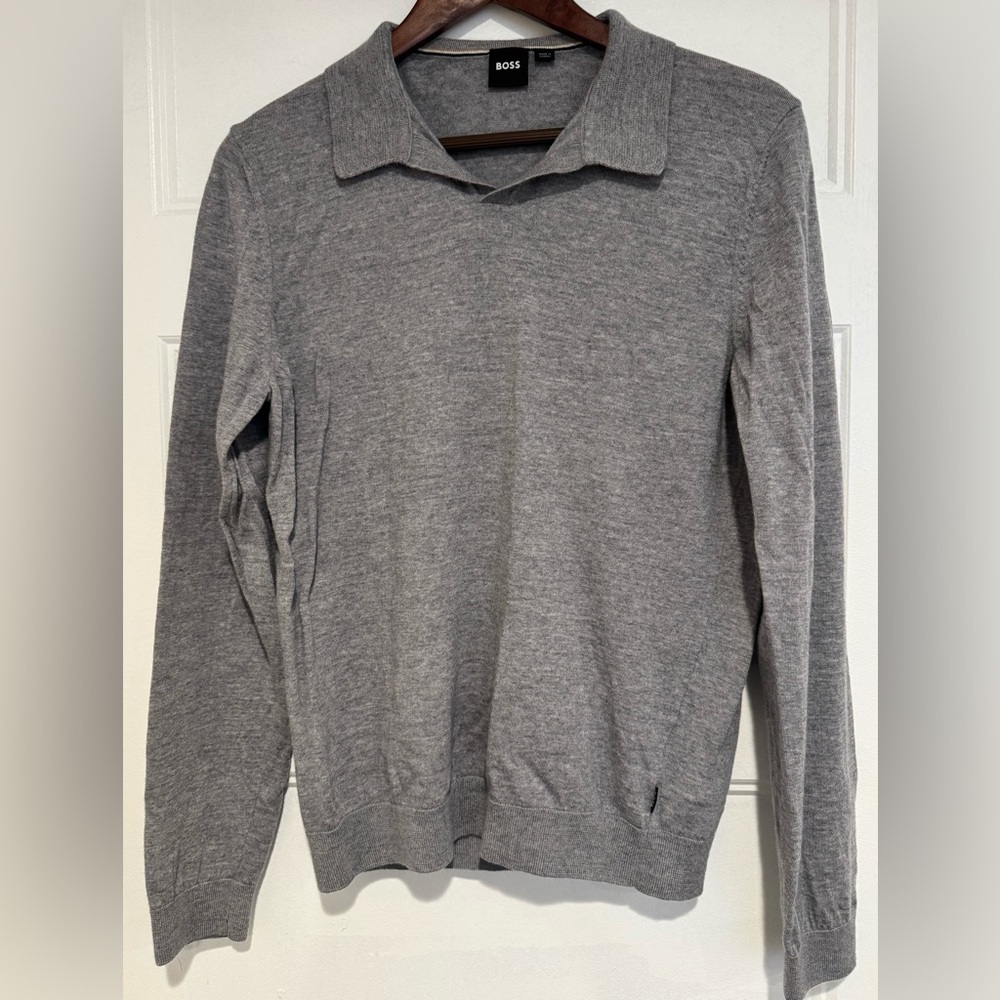 Boss Charcoal V-Neck Sweater for Men